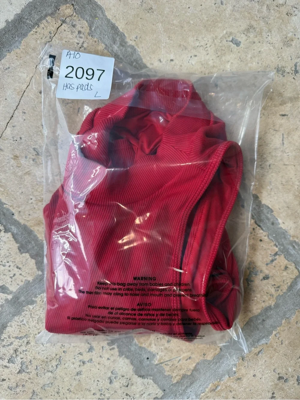 ALO YOGA GODDESS RIB CROPPED DYNAMITE BRA TANK CLASSIC RED LARGE
